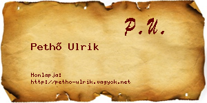 Pethő Ulrik névjegykártya
